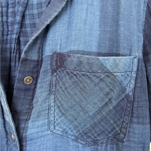 Cloth & Stone Blue Plaid Blouse - Picture 4 of 7
